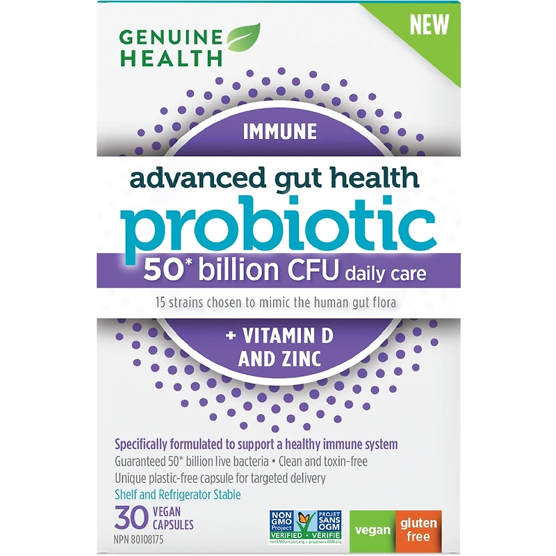 santé intestinale évoluée système immunitaire avec vitamine D et zinc, 50 milliards d’UFC, 15 souches diverses, végétalien, capsule à libération retardée
