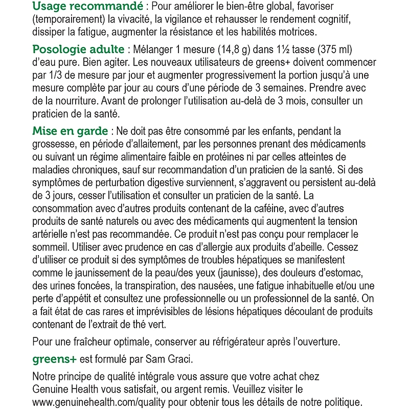 Extra Energy, Greens+, Chocolat Noir, Superaliment En Poudre, Sans Ogm, De