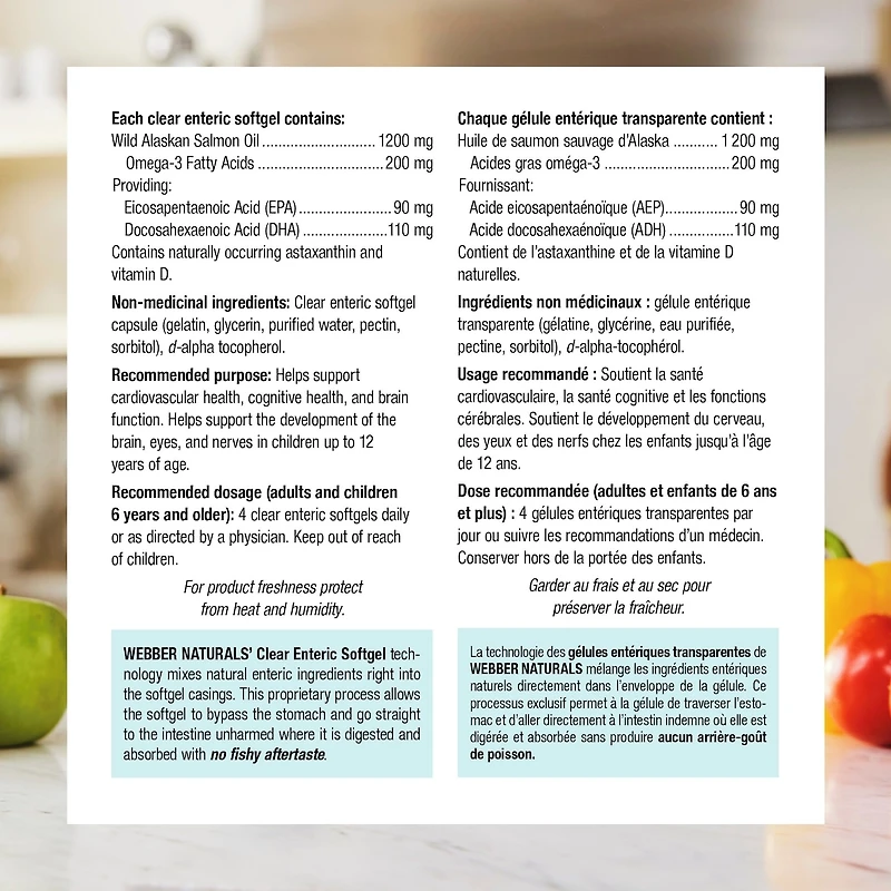 Huile de saumon sauvage d'Alaska 200 mg AEP/ADH