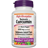 Curcumine de curcuma à absorption élevée avec poivre noir 8 000 mg (plante brute)