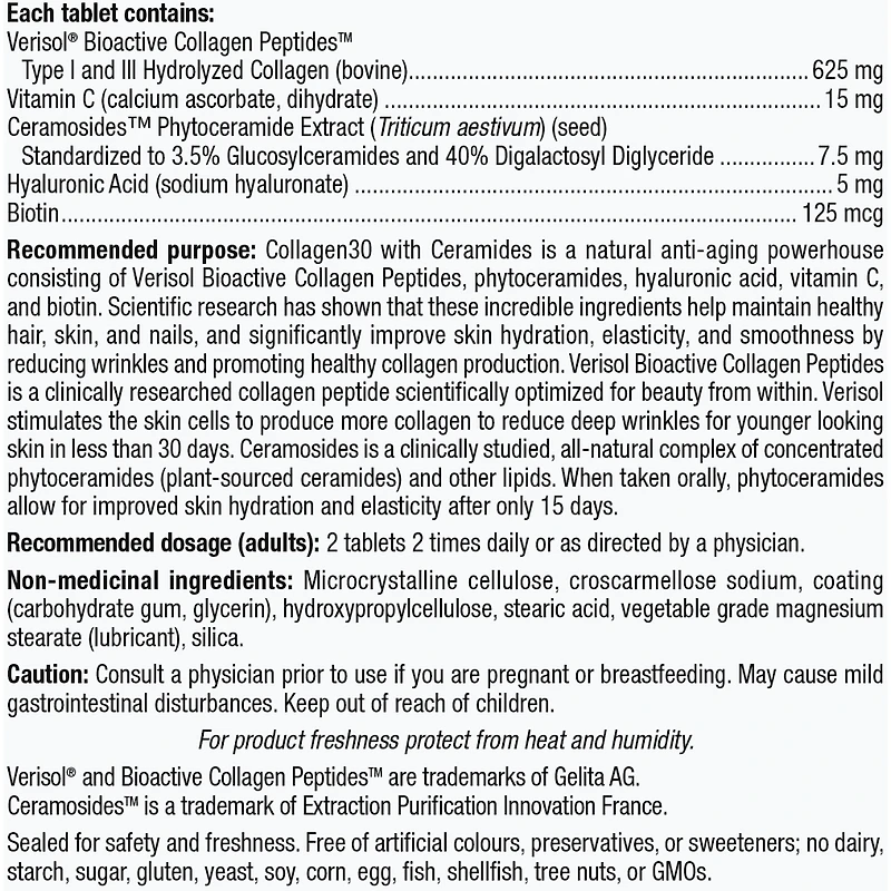 Collagen30 avec céramides Bioactive Collagen Peptides