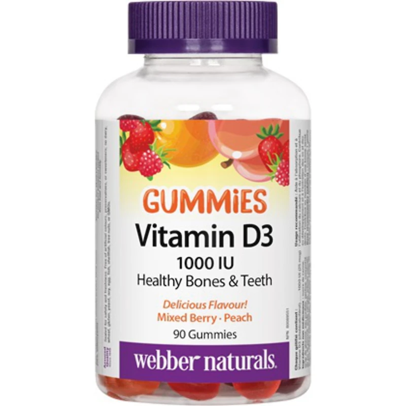 Vitamine D3  1 000 UI mélange de petits fruits · pêche