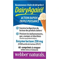 Dairy Again!(MC) Enzyme lactase 250 mg arôme vanille française