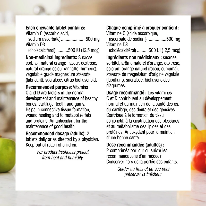 Vitamine C+D3 500 mg / 500 UI Orange naturelle