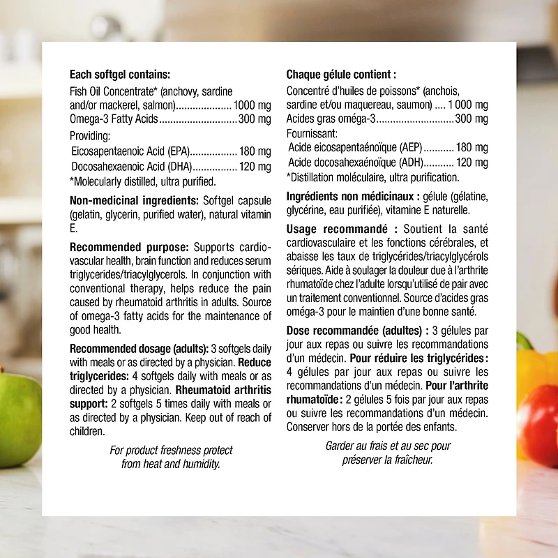 Huiles de poissons oméga–3 300 mg AEP/ADH 1 000 mg