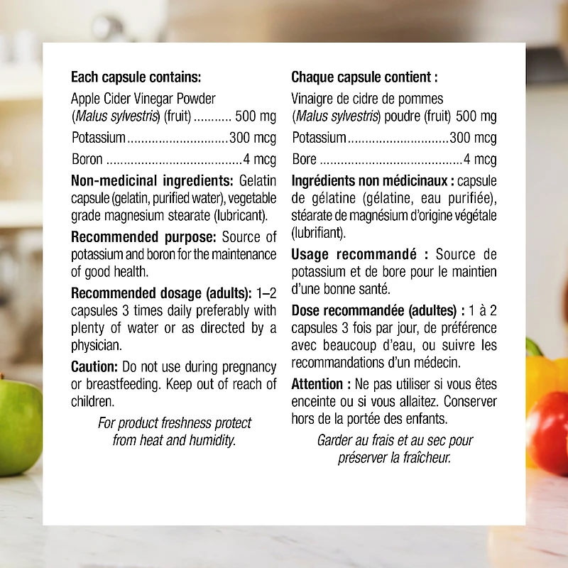 Vinaigre de cidre de pommes 500 mg