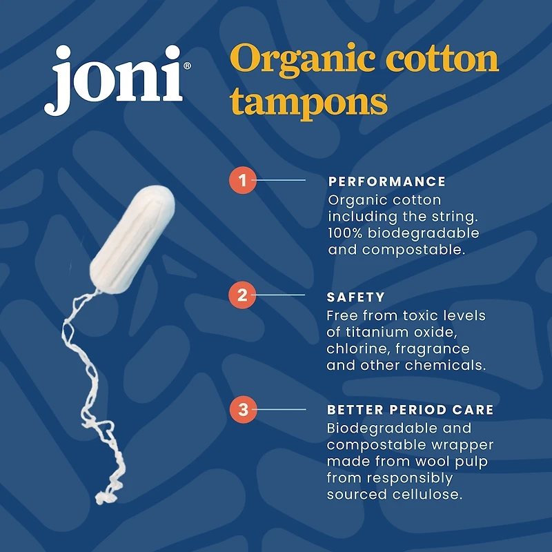 Organic Cotton Regular Tampons (non-applicator) • 100% Cotton, Plastic-Free