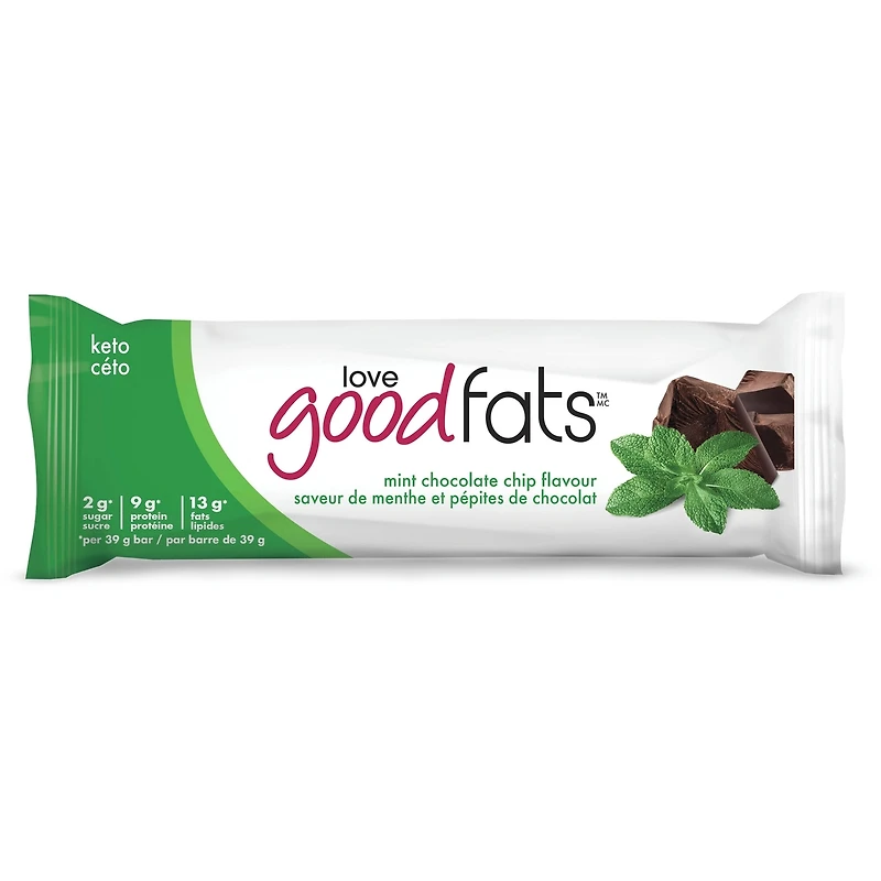 Barres collations cétos Saveur de menthe et Pépites de chocolat