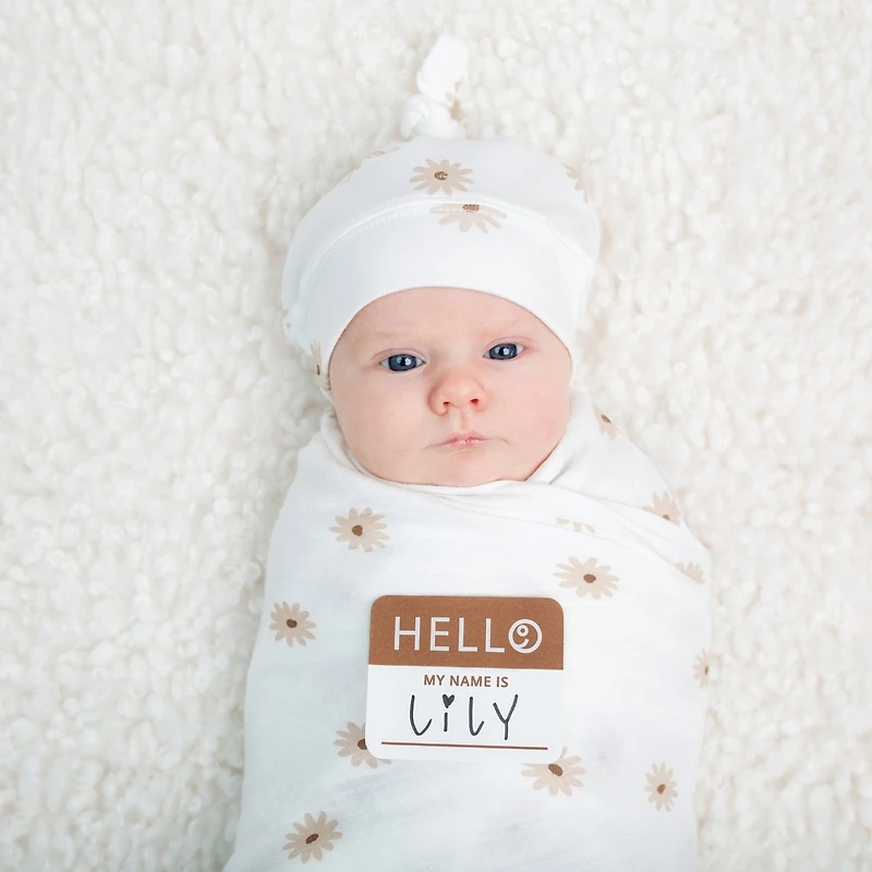 Hello World Baby Hat & Blanket Set - Navy Triangles