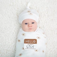 Hello World Baby Hat & Blanket Set - Navy Triangles