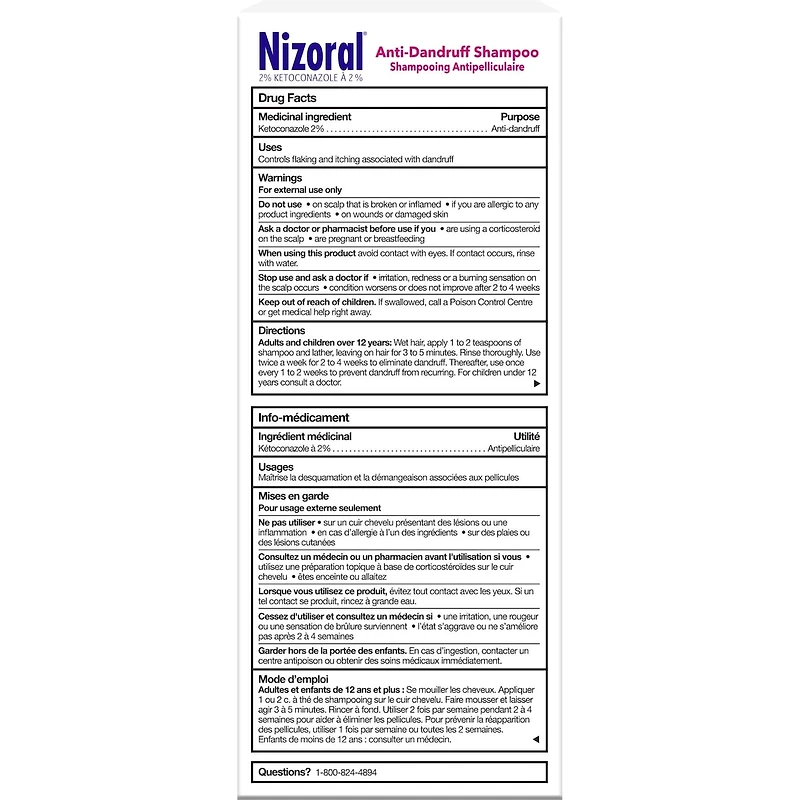 Ketoconazole Shampooing 2 % anti-pelliculaire et démangeaisons pour cuir chevelu