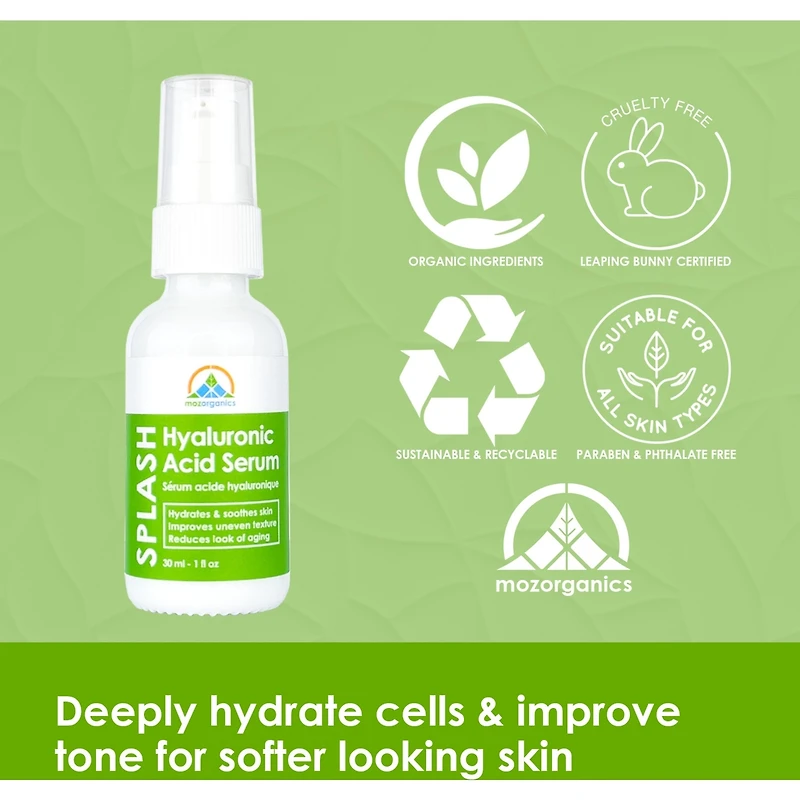 Sérum à l'acide hyaluronique pour la peau - Sérum hydratant pour le visage à la vitamine C et à la vitamine E