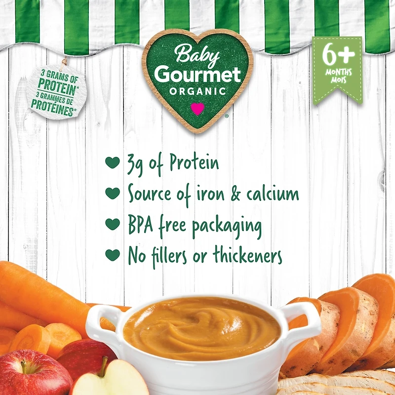 Patate douce, pomme et poulet