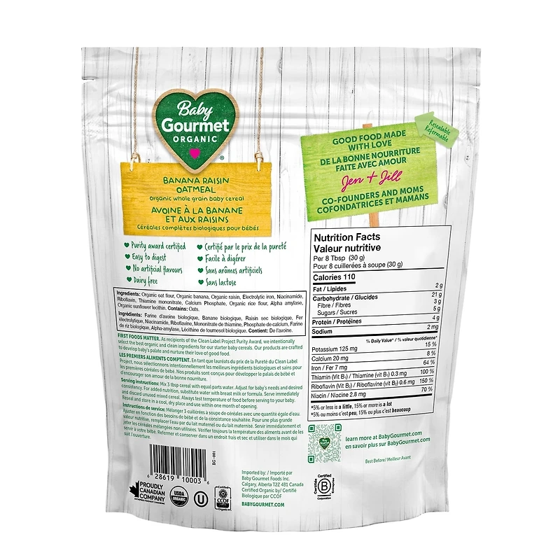 Baby Gourmet Organic Baby Cereal Banana Raisin Oatmeal