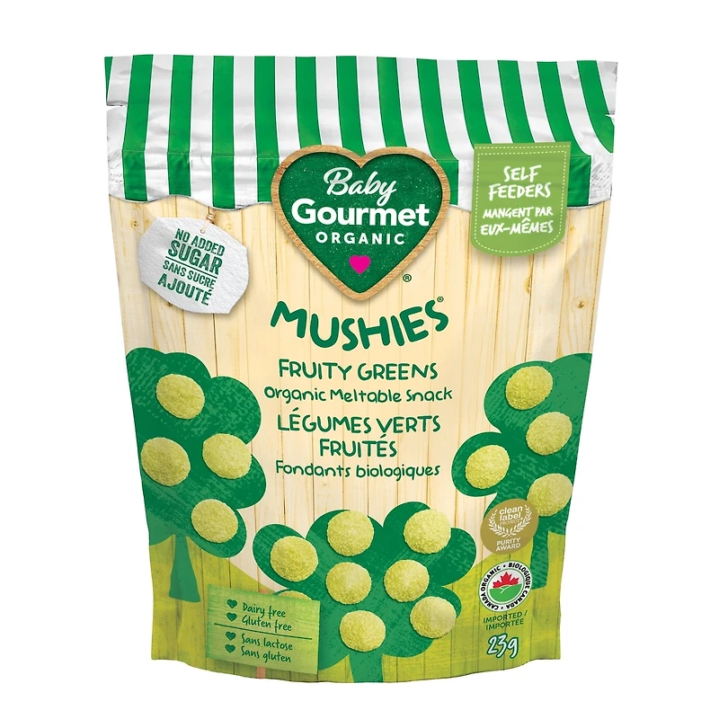 Baby Gourmet Meltable Mushies Fruity Greens organic baby snack