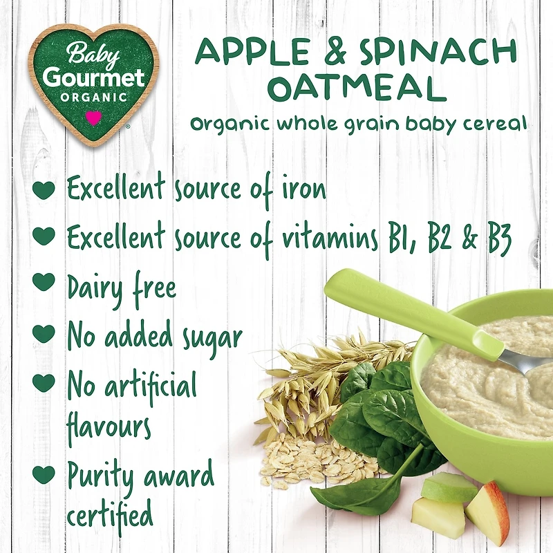 Baby Gourmet Organic Baby Cereal Apple Spinach Oatmeal