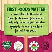 Bouchées au quinoa et aux lentilles soufflées biologiques fraise et betterave pour bébé de Baby Gourmet