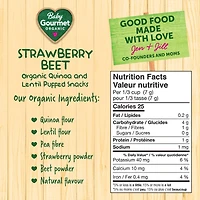 Bouchées au quinoa et aux lentilles soufflées biologiques fraise et betterave pour bébé de Baby Gourmet