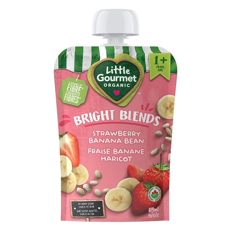 Little Gourmet Organic Toddler Snack Bright Blends Strawberry Banana Bean