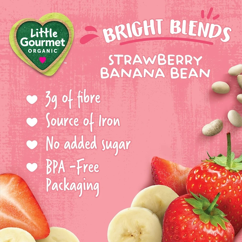 Little Gourmet Organic Toddler Snack Bright Blends Strawberry Banana Bean