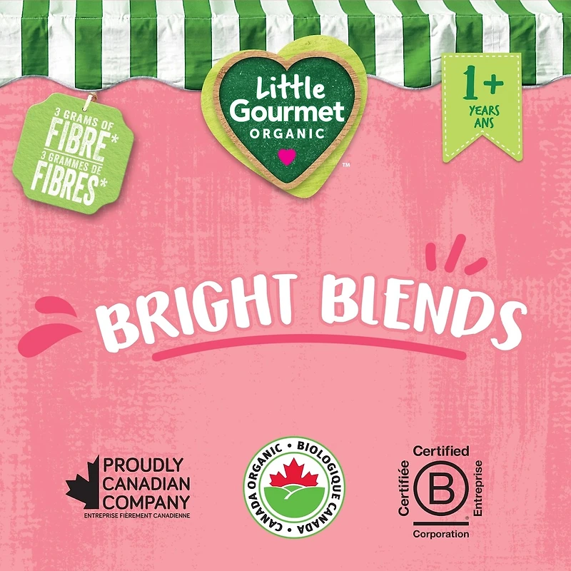 Little Gourmet Organic Toddler Snack Bright Blends Strawberry Banana Bean
