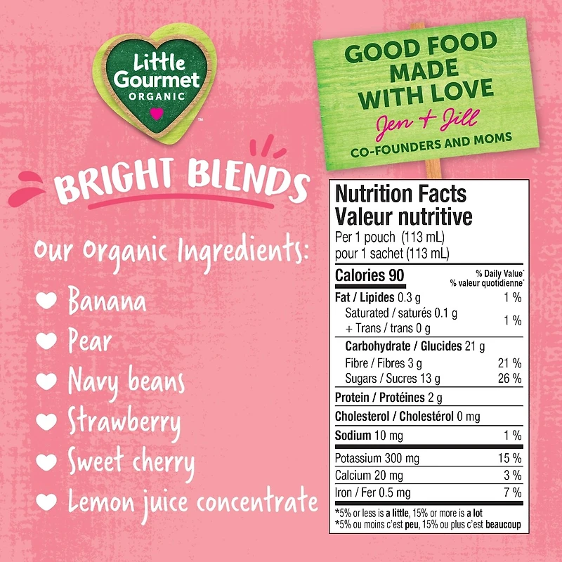 Little Gourmet Organic Toddler Snack Bright Blends Strawberry Banana Bean