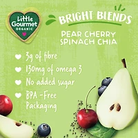Collation biologique pour tous-petits poire cerise épinard chia de Little Gourmet