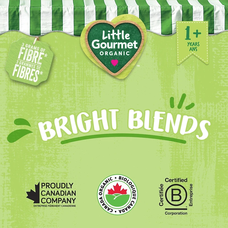 Collation biologique pour tous-petits poire cerise épinard chia de Little Gourmet