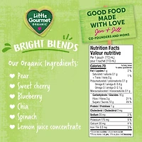 Little Gourmet Organic Toddler Snack Bright Blends Pear Cherry Spinach Chia