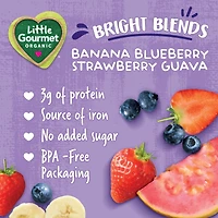 Little Gourmet Organic Toddler Snack Bright Blends Banana Blueberry Strawberry Guava