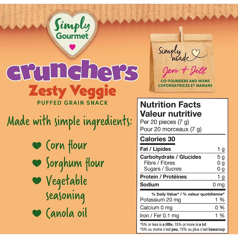 Collation pour bébé Simply Gourmet Crunchers Délice aux légumes