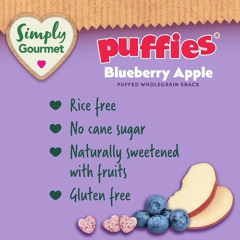 Collation pour bébé Simply Gourmet Puffies Bleuet Pomme