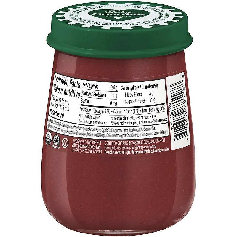 Organic Baby Food Jar Apple Raspberry Avocado & Oats