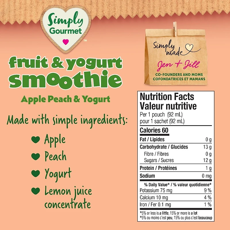 Smoothie Simply Gourmet pomme pêche et yogourt