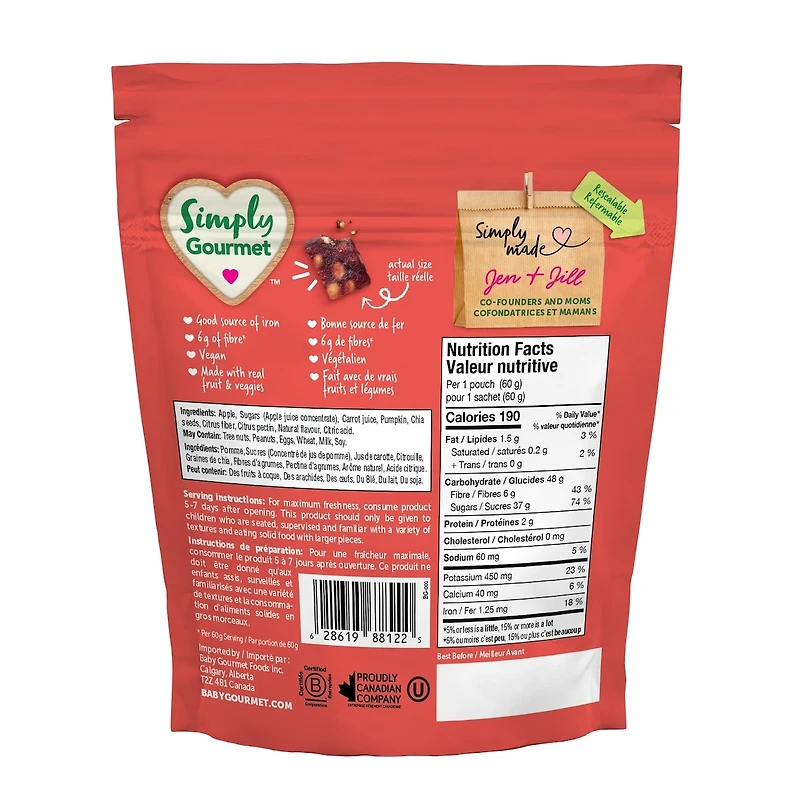 Bouchées Simply Gourmet pomme carotte avec chia