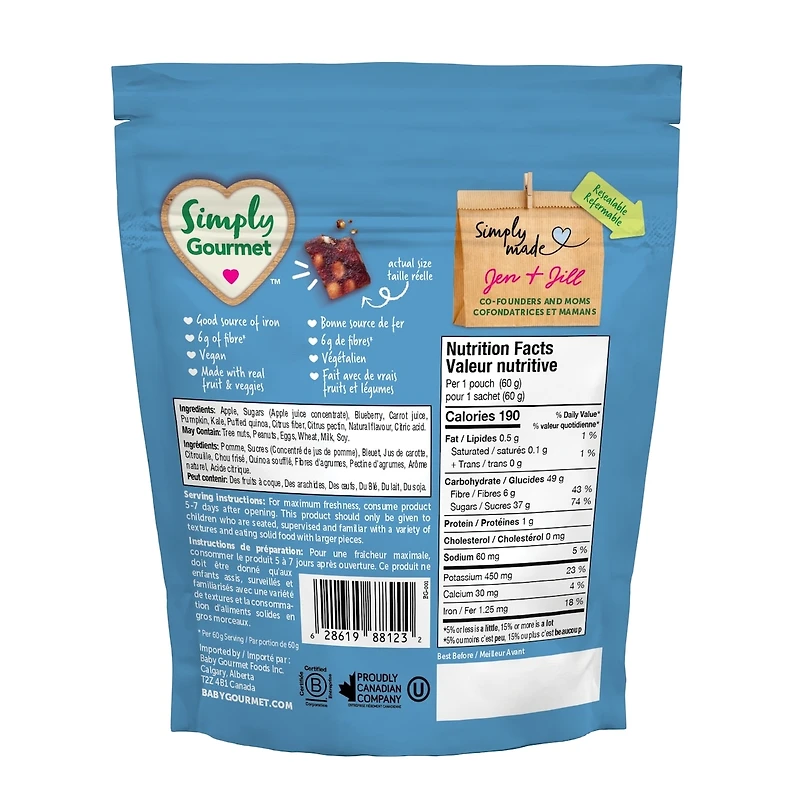 Simply Gourmet Apple Carrot with Chia Bites toddler snack