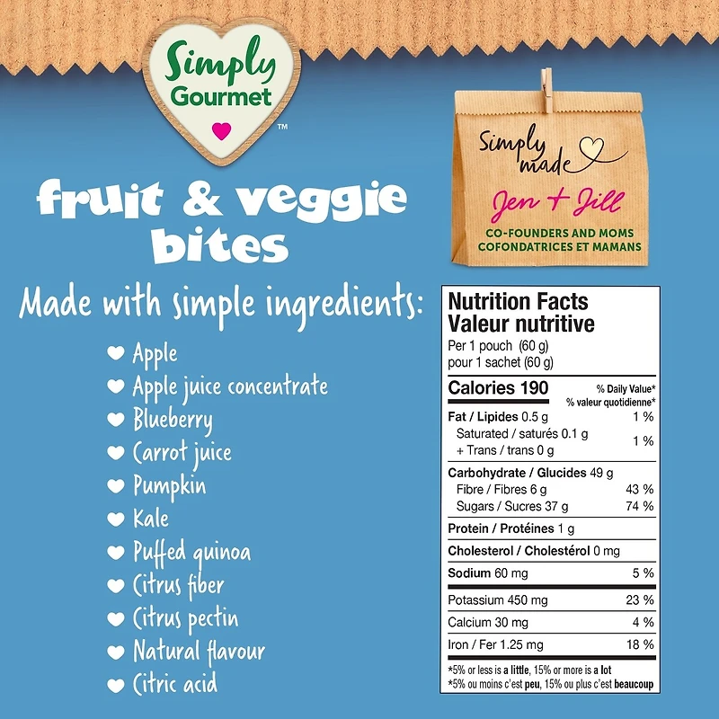 Simply Gourmet Apple Carrot with Chia Bites toddler snack