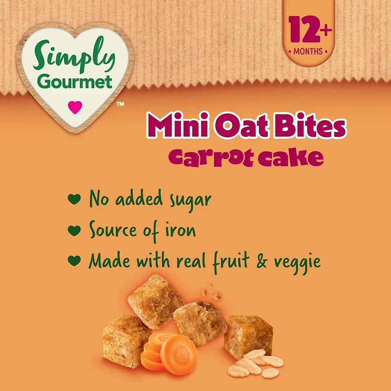 Collation pour tout-petits Simply Gourmet mini bouchées à l'avoine gâteau aux carottes
