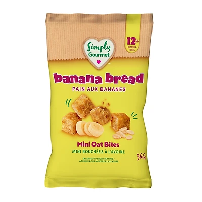 Collation pour tout-petits Simply Gourmet mini bouchées à l'avoine pain aux bananes
