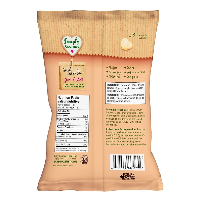 Collation pour bébé Simply Gourmet Puffies à la Pêche
