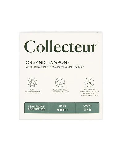 100% Certified Organic Cotton Tampons, Super Absorbency