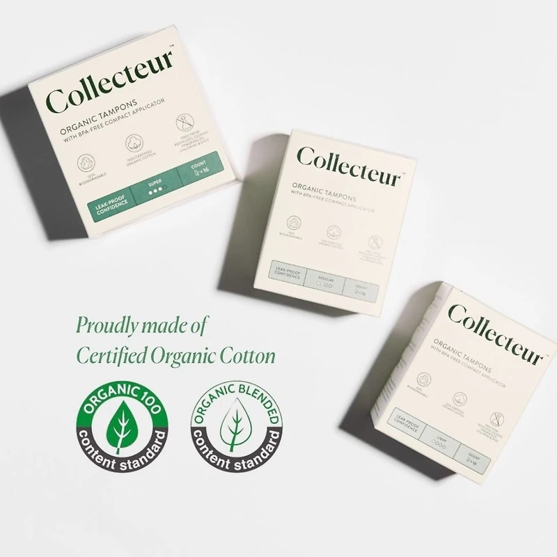 100% Certified Organic Cotton Tampons, Super Absorbency