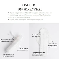 Tampons et serviettes hygiéniques ultra-minces avec ailes en coton 100 % biologique certifié, boîte de 30