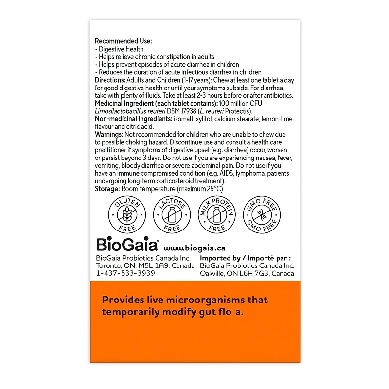 Comprimés BioGaia Protectis Citron-Lime