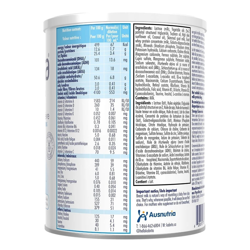 À base de lait de chèvre préparation pour nourrissons