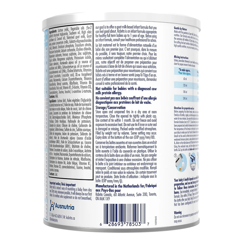 À base de lait de chèvre préparation pour nourrissons