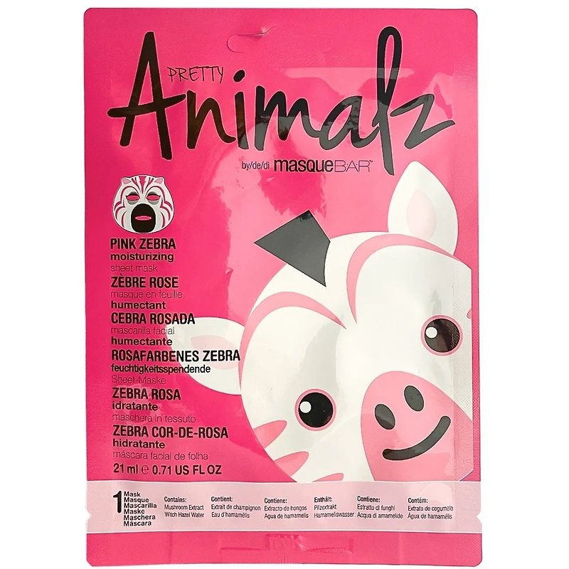 Zèbre rose masque en feuille