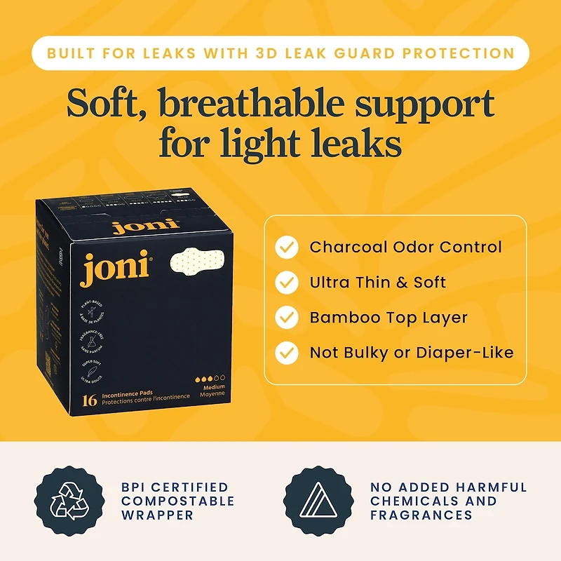 Organic Bamboo Incontinence Pads • Fast-Absorb, Plant-Based