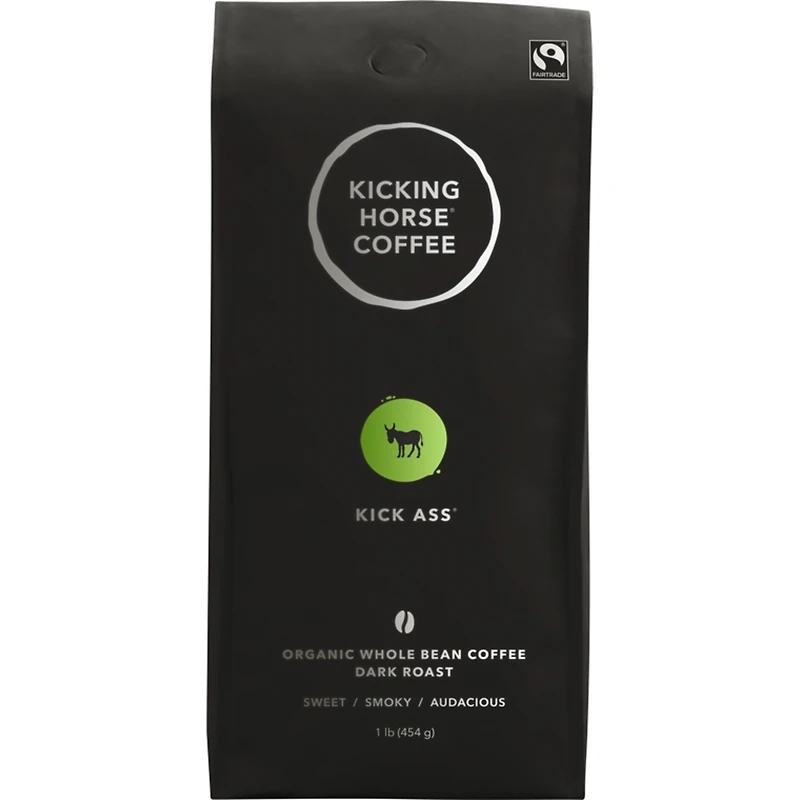 Organic Fairtrade Dark Roast Whole Bean Coffee, Kick Ass