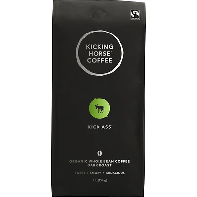 Organic Fairtrade Dark Roast Whole Bean Coffee, Kick Ass